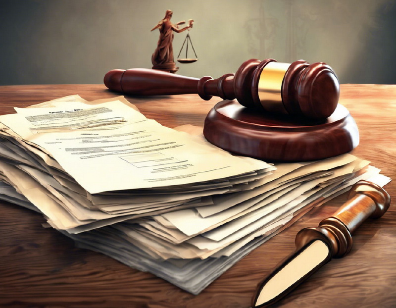 Стопка юридических документов с молотком судьи